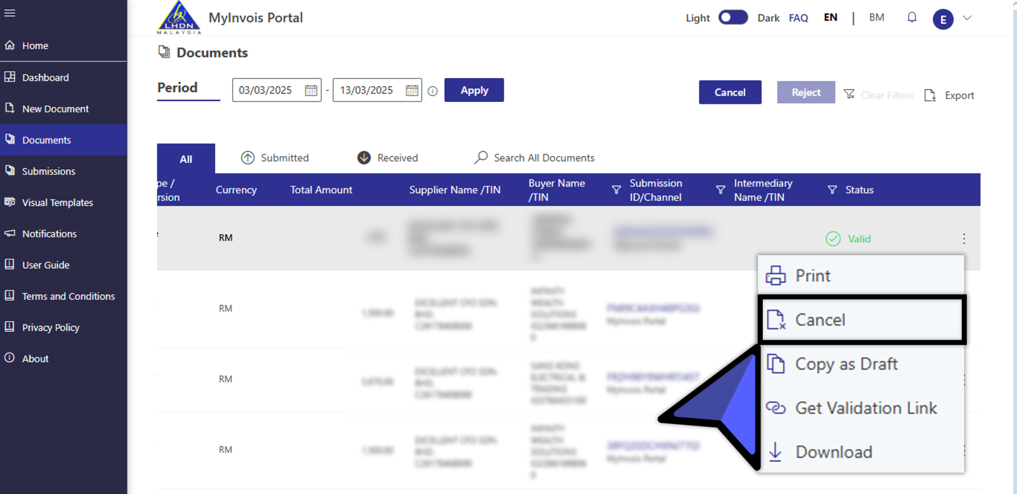 E-Invoice #7 How to Cancel E-Invoice in MyInvois Portal - Company ...