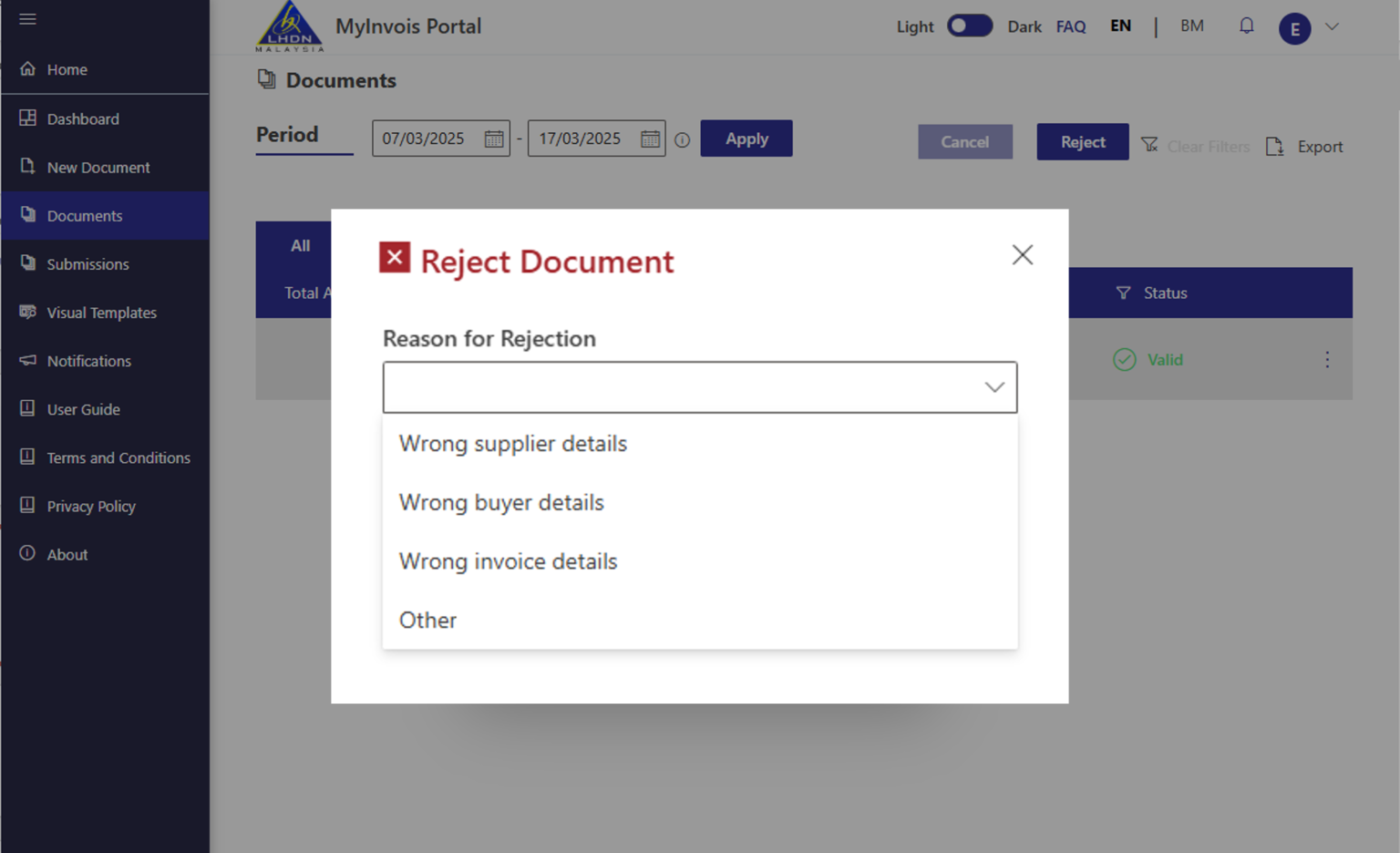 E-Invoice #9 How to Reject E-Invoice in MyInvois Portal - Company ...